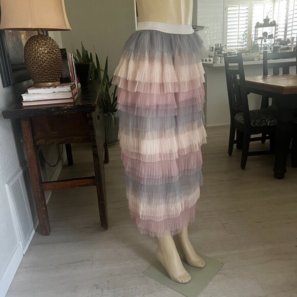 ALLISON New York: Multi Color / Multi Layer / Lined / midi length TULLE SKIRT - Picture 1 of 10
